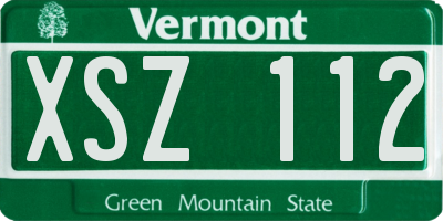 VT license plate XSZ112