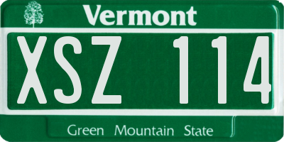 VT license plate XSZ114