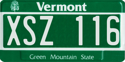 VT license plate XSZ116