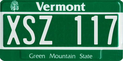 VT license plate XSZ117
