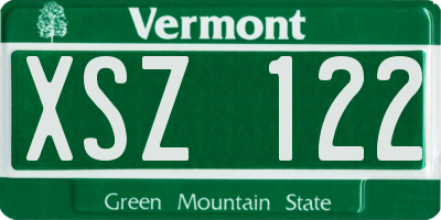 VT license plate XSZ122