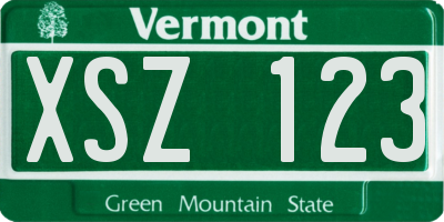 VT license plate XSZ123