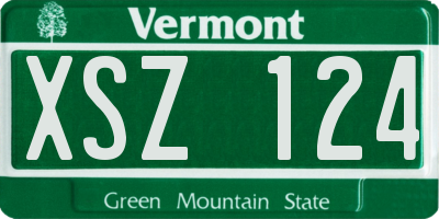 VT license plate XSZ124