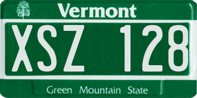 VT license plate XSZ128