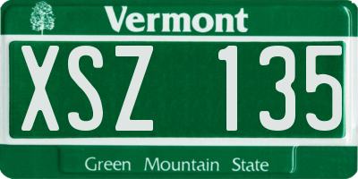 VT license plate XSZ135