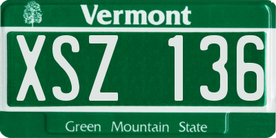 VT license plate XSZ136