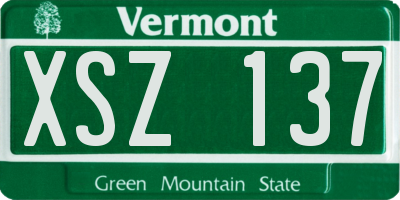 VT license plate XSZ137