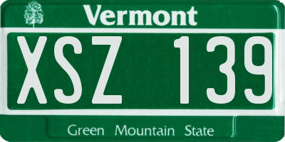 VT license plate XSZ139