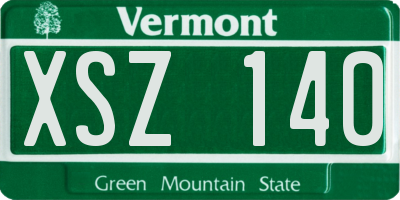 VT license plate XSZ140