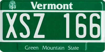 VT license plate XSZ166