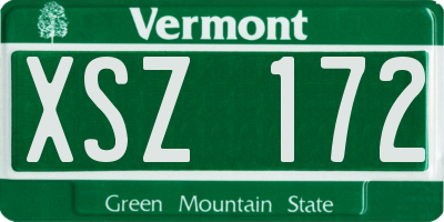 VT license plate XSZ172