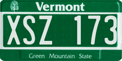 VT license plate XSZ173