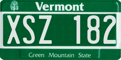 VT license plate XSZ182