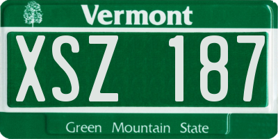 VT license plate XSZ187