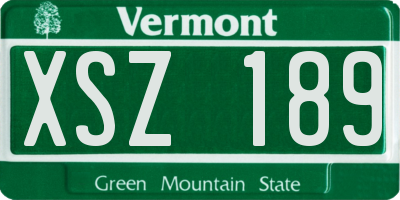 VT license plate XSZ189