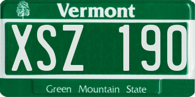 VT license plate XSZ190