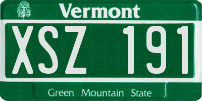 VT license plate XSZ191