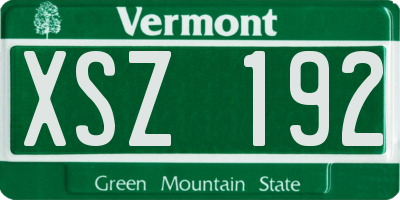VT license plate XSZ192