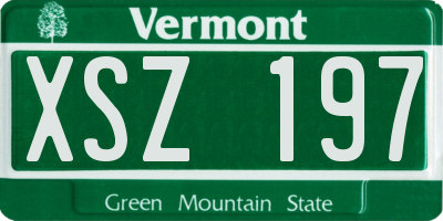 VT license plate XSZ197