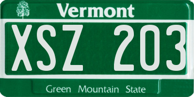 VT license plate XSZ203