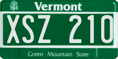 VT license plate XSZ210