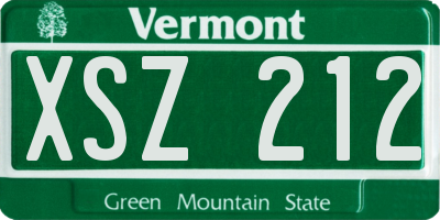 VT license plate XSZ212