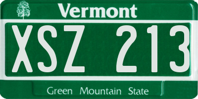 VT license plate XSZ213