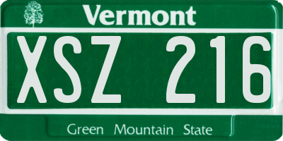 VT license plate XSZ216