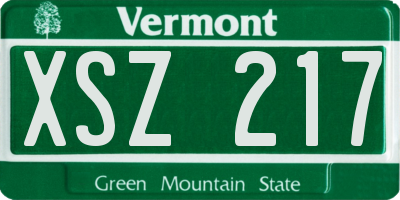 VT license plate XSZ217