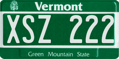 VT license plate XSZ222
