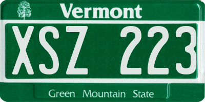 VT license plate XSZ223