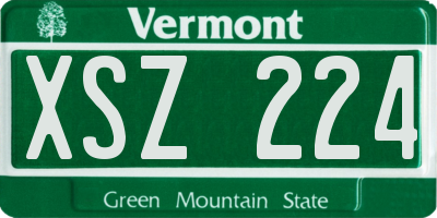 VT license plate XSZ224