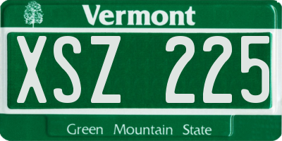 VT license plate XSZ225