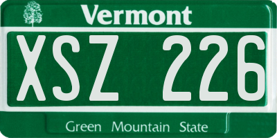 VT license plate XSZ226