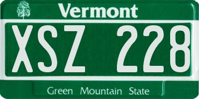 VT license plate XSZ228