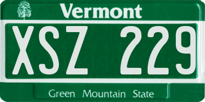 VT license plate XSZ229