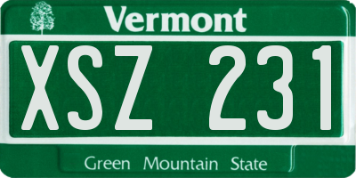 VT license plate XSZ231