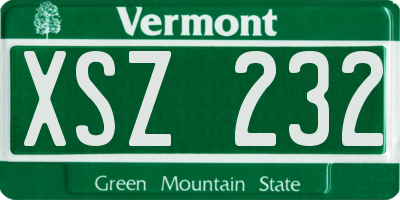 VT license plate XSZ232