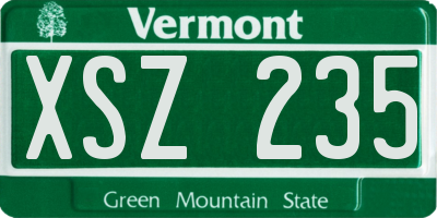 VT license plate XSZ235