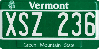 VT license plate XSZ236