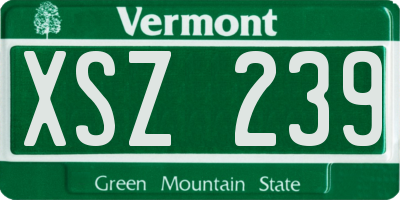 VT license plate XSZ239