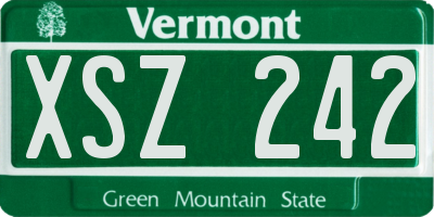 VT license plate XSZ242