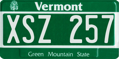 VT license plate XSZ257