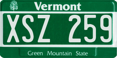 VT license plate XSZ259