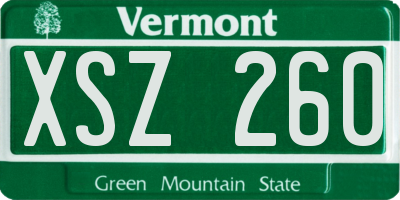 VT license plate XSZ260