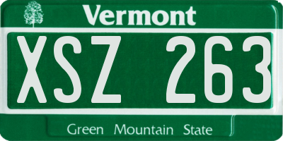 VT license plate XSZ263