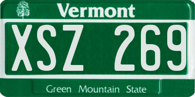 VT license plate XSZ269