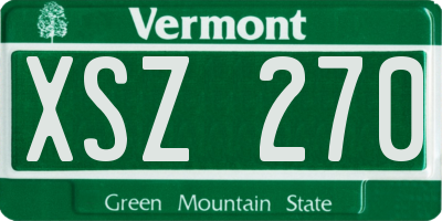 VT license plate XSZ270