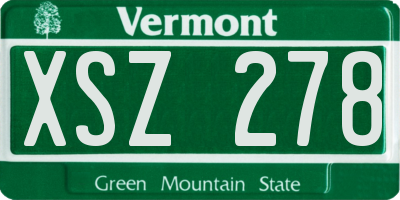 VT license plate XSZ278