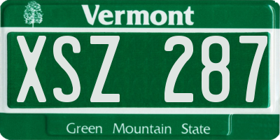 VT license plate XSZ287